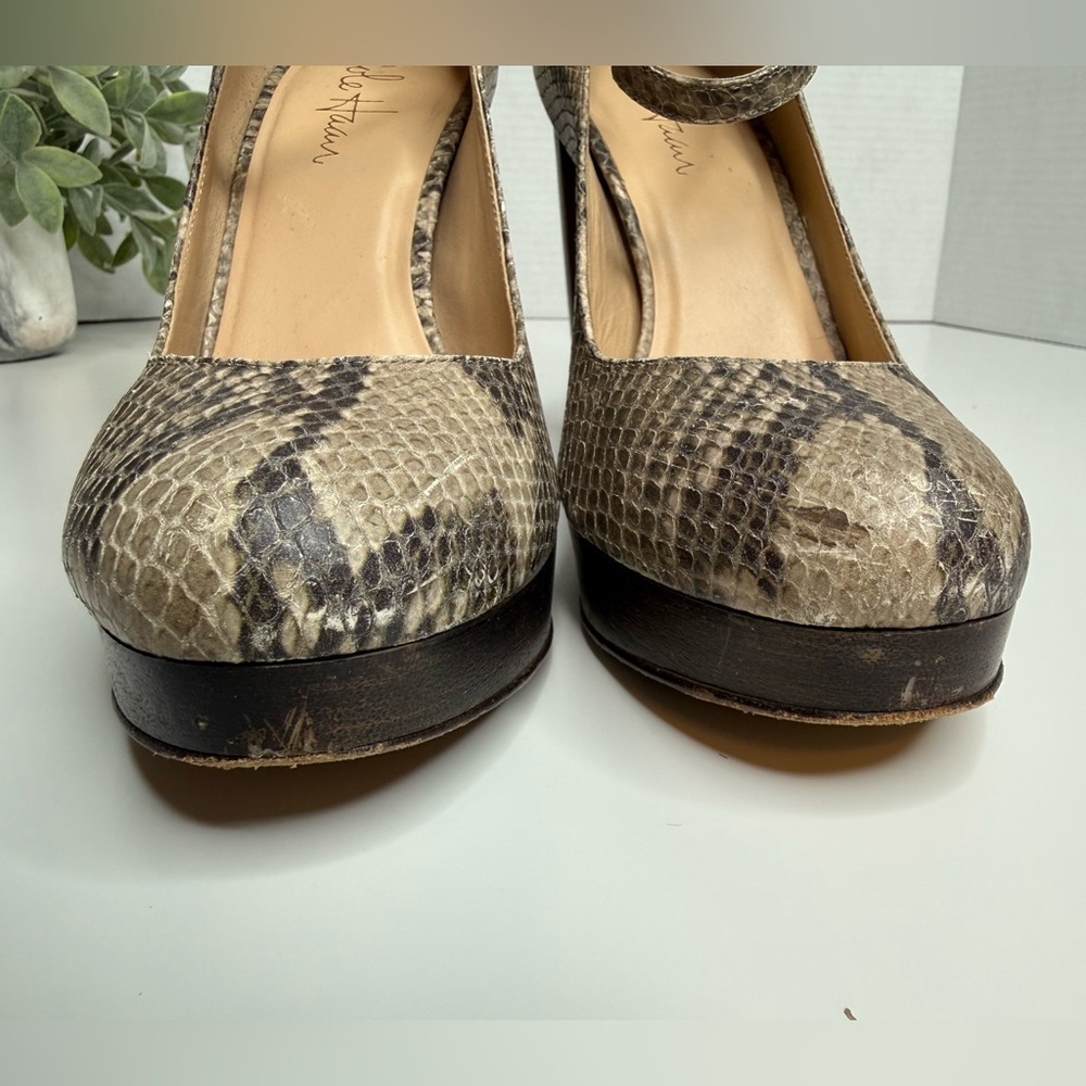 Cole Haan Snakeskin Print Mary Jane Platform Block Heels Size 7B Y2K Preppy Boho - Picture 9 of 15